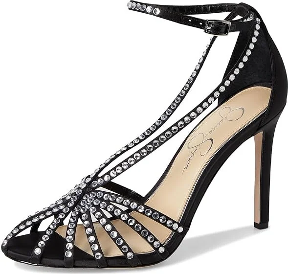 Jessica Simpson Jittale Embellished High Heel Sandals Women's Shoes Black : 7 M, Synthetic - Image 5