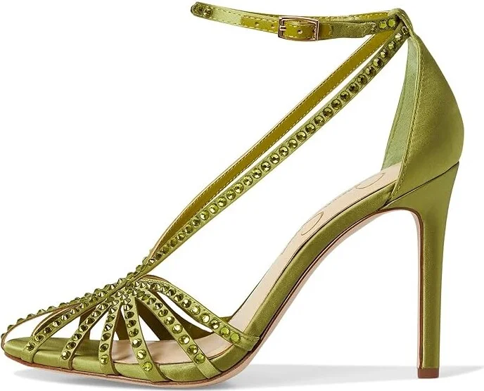 Jessica Simpson Jittale Embellished High Heel Sandals Women's Shoes Botanical Green : 6.5 M, Synthetic - Image 6