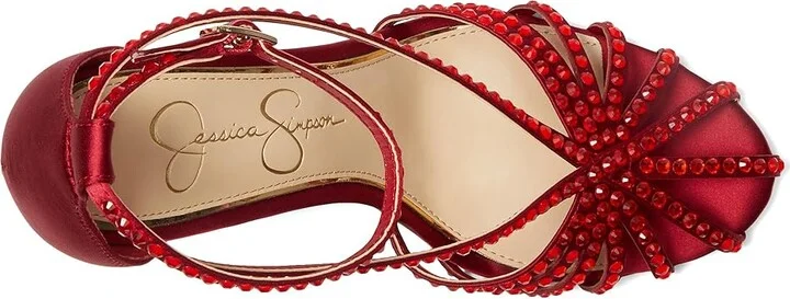 Jessica Simpson Jittale Embellished High Heel Sandals Women's Shoes Chili Pepper : 9.5 M, Synthetic - Image 2