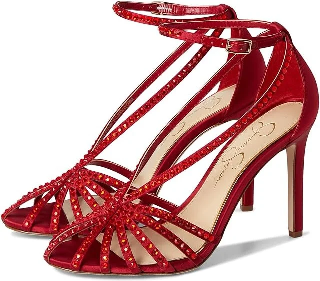Jessica Simpson Jittale Embellished High Heel Sandals Women's Shoes Chili Pepper : 9.5 M, Synthetic