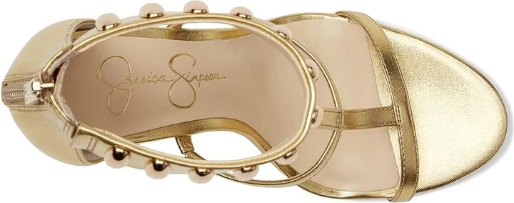 Jessica Simpson Juniya Studded Heeled Sandals Women's Sandals Gold : 8.5 M, Synthetic - Image 2