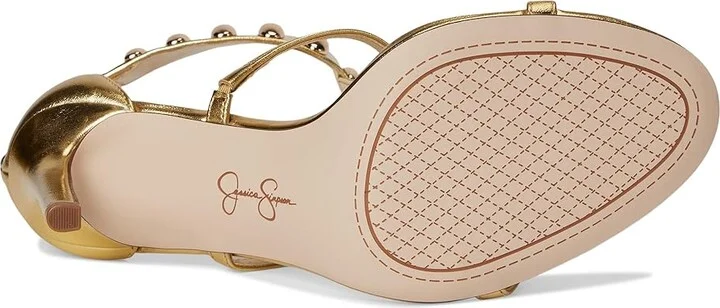 Jessica Simpson Juniya Studded Heeled Sandals Women's Sandals Gold : 8.5 M, Synthetic - Image 3