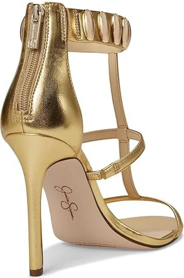 Jessica Simpson Juniya Studded Heeled Sandals Women's Sandals Gold : 8.5 M, Synthetic - Image 4