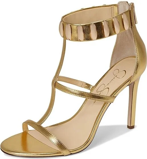 Jessica Simpson Juniya Studded Heeled Sandals Women's Sandals Gold : 8.5 M, Synthetic - Image 5