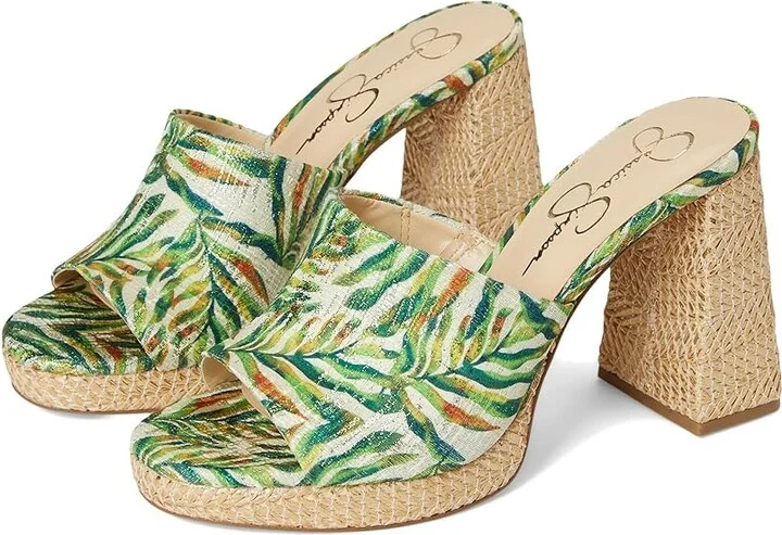 Jessica Simpson Kameena Mule Platform Sandals Women's Sandals Green : 8 M, Leather