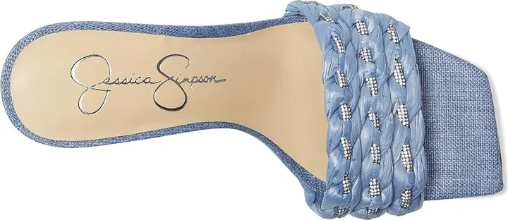 Jessica Simpson Kasova Braided Heeled Sandals Women's Sandals Denim Blue/Clear : 6 M, Textile - Image 2