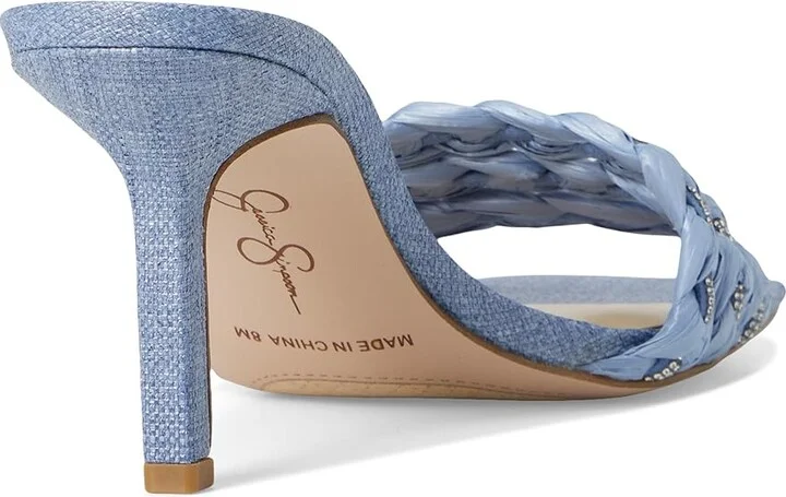 Jessica Simpson Kasova Braided Heeled Sandals Women's Sandals Denim Blue/Clear : 6 M, Textile - Image 4