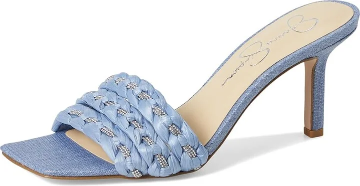 Jessica Simpson Kasova Braided Heeled Sandals Women's Sandals Denim Blue/Clear : 6 M, Textile - Image 5