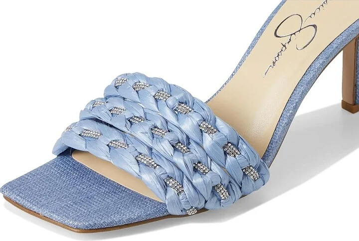 Jessica Simpson Kasova Braided Heeled Sandals Women's Sandals Denim Blue/Clear : 6 M, Textile - Image 7