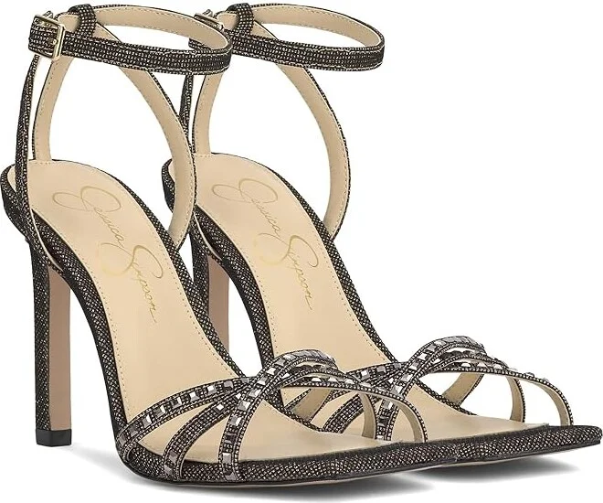 Jessica Simpson Leonah Embellished Strappy Dress Sandal Women's Sandals Bronze/Black : 8.5 M, Rubber/Synthetic