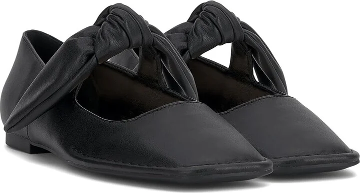 Jessica Simpson Lysute Knotted Strap Ballet Flat Women's Flat Shoes Black : 6.5 M, Polyester/Rubber