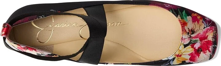 Jessica Simpson Mandalaye Flat Women's Shoes Black Blossom Burst : 5.5 M, Leather - Image 2