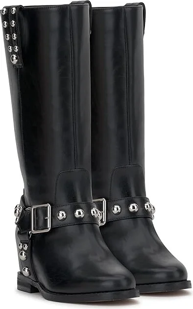 Jessica Simpson Milley Studded Moto Boot Women's Boots Black : 7 M, Leather/Rubber