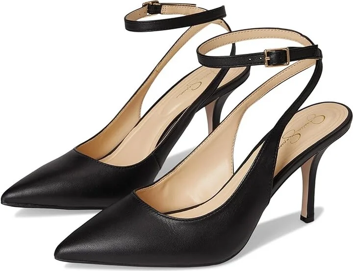 Jessica Simpson Miriale Slingback Ankle Strap Pumps Women's Shoes Black : 10 M, Leather