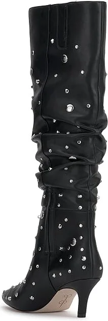 Jessica Simpson Naevy Kitten Heel Slouch Boot Women's Boots Black : 5.5 M, Leather/Rubber - Image 4