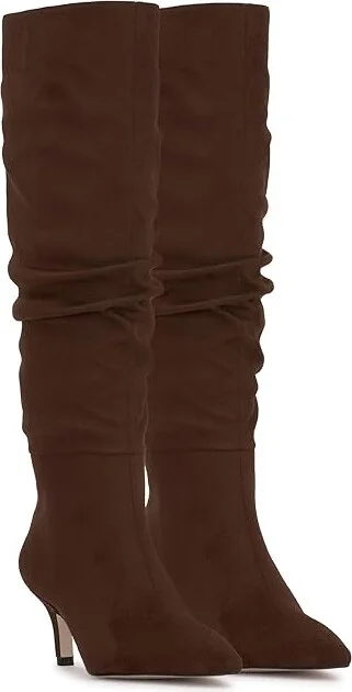 Jessica Simpson Naevy Kitten Heel Slouch Boot Women's Boots Walnut : 6 M, Leather/Rubber