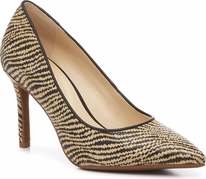 Natural Beige/Black Woven Raffia