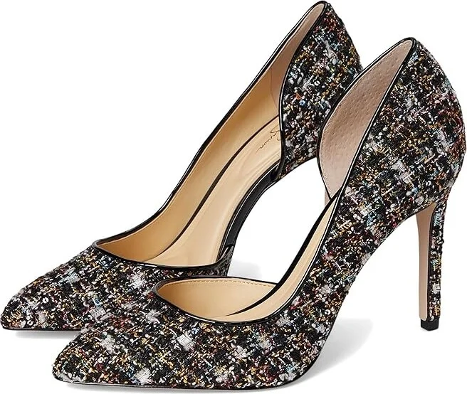Jessica Simpson Prizma D'Orsay Pump High Women's Heels Black Sparkle Tweed : 11 M, Suede