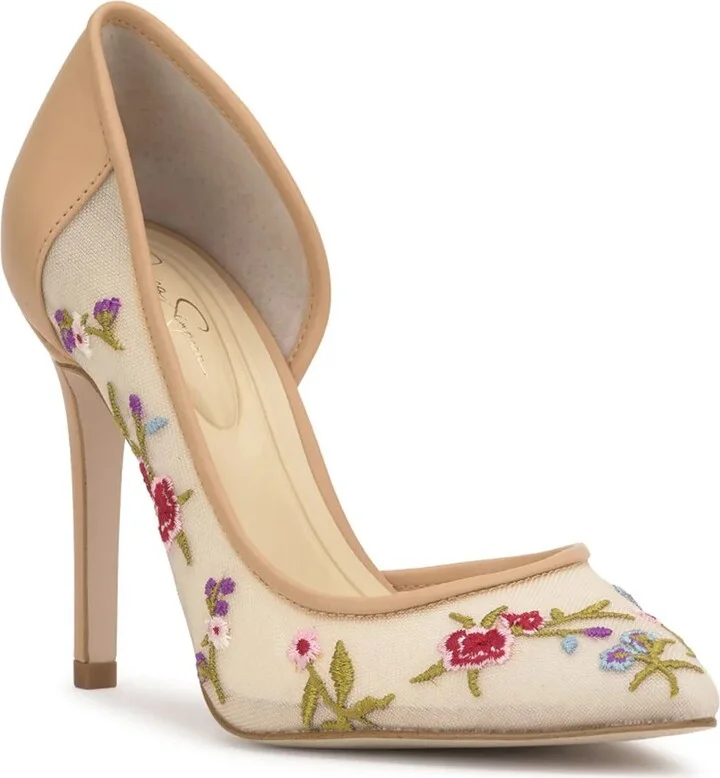 Beige/Multicolor Floral Embroidery