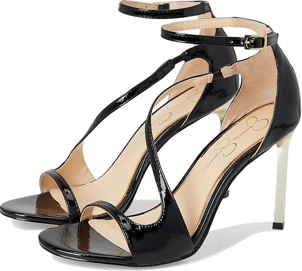 Jessica Simpson Qamille Asymmetrical High Heel Sandals Women's Sandals Black : 9 M, Synthetic