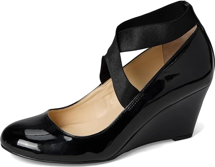 Jessica Simpson Saedra Dress Wedge High Women's Heels Black Patent : 7 M - Image 5