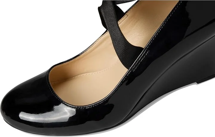 Jessica Simpson Saedra Dress Wedge High Women's Heels Black Patent : 7 M - Image 7