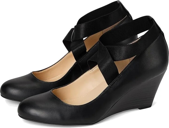 Jessica Simpson Saedra Dress Wedge High Women's Heels Black Sleek : 6.5 M