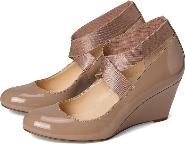 Jessica Simpson Saedra Dress Wedge High Women's Heels Chai Latte Patent : 8.5 M