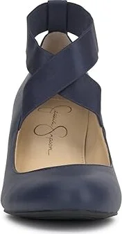 Jessica Simpson Saedra Dress Wedge High Women's Heels Navy Baby Sleek : 6.5 M - Image 5