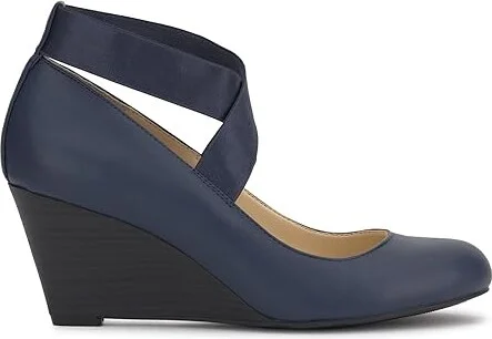 Jessica Simpson Saedra Dress Wedge High Women's Heels Navy Baby Sleek : 6.5 M - Image 6