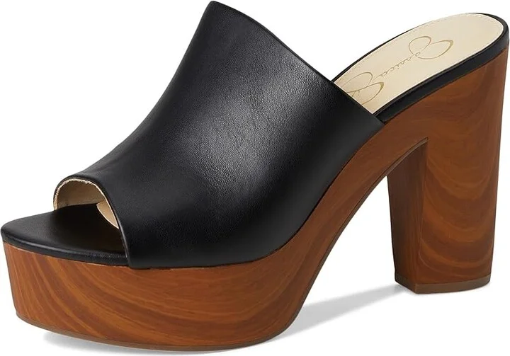 Jessica Simpson Shelbie Block Heel Platform Mule Women's Shoes Black 1 : 9.5 M, Synthetic - Image 5