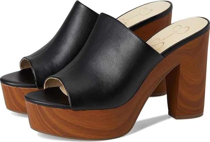 Jessica Simpson Shelbie Block Heel Platform Mule Women's Shoes Black 1 : 9.5 M, Synthetic