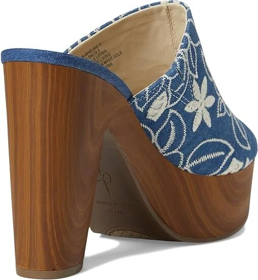 Jessica Simpson Shelbie Block Heel Platform Mule Women's Shoes Medium Blue : 8.5 M, Synthetic - Image 4