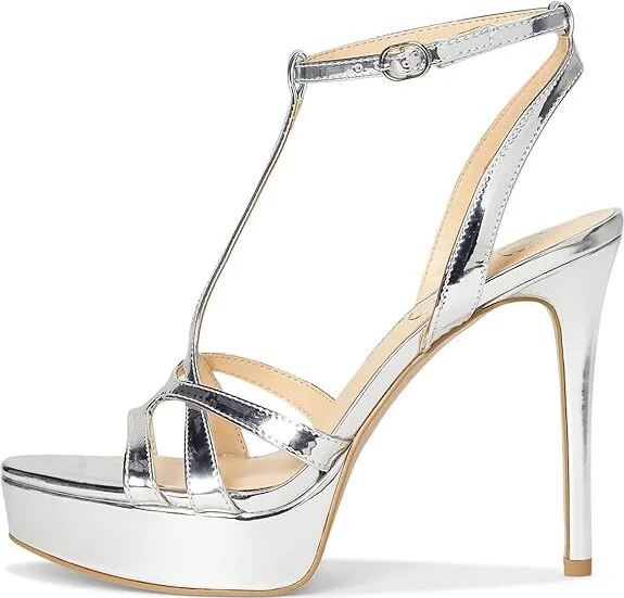 Jessica Simpson Sippete T-Strap Platform Sandals Women's Sandals Silver : 11 M, Rubber/Synthetic - Image 6