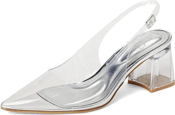Jessica Simpson Syrina Lucite Slingback Pumps High Women's Heels Clear : 6.5 M, Leather/Rubber - Image 5