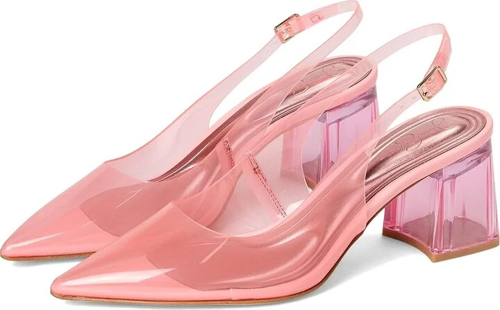 Jessica Simpson Syrina Lucite Slingback Pumps High Women's Heels Light Pink : 10 M, Leather/Rubber