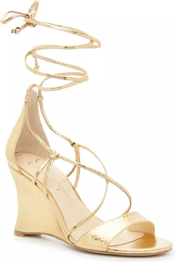 Gold Metallic Croc Print Synthetic