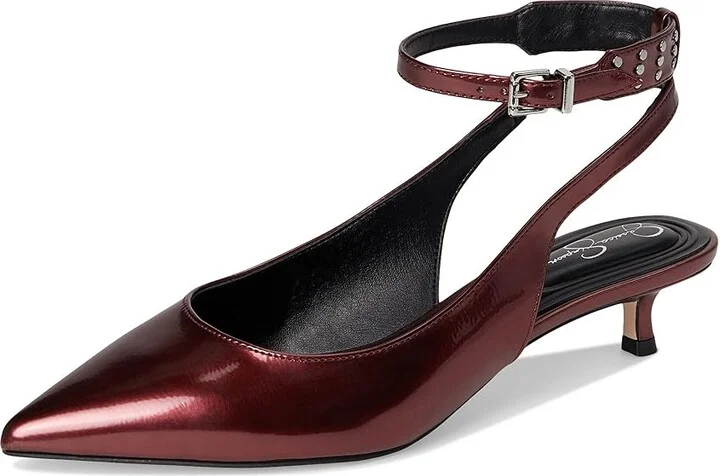 Jessica Simpson Vellana Kitten Heel Pump High Women's Heels Oxblood : 7.5 M, Leather/Rubber - Image 5