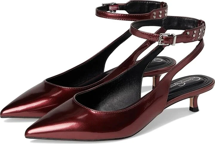 Jessica Simpson Vellana Kitten Heel Pump High Women's Heels Oxblood : 7.5 M, Leather/Rubber