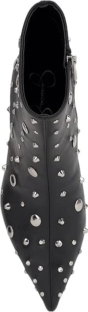 Jessica Simpson Viviana Kitten Heel Studded Bootie Women's Boots Black : 7.5 M, Leather - Image 2