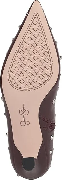 Jessica Simpson Viviana Kitten Heel Studded Bootie Women's Boots Dark Cherry : 8 M, Leather - Image 3