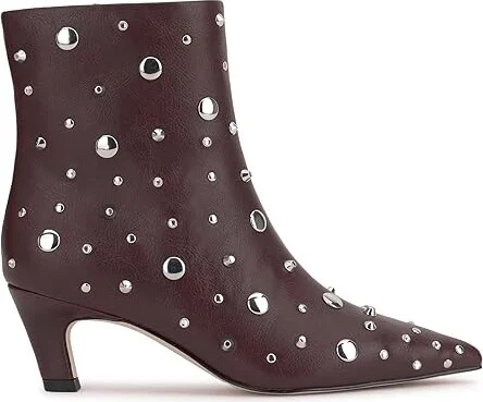 Jessica Simpson Viviana Kitten Heel Studded Bootie Women's Boots Dark Cherry : 8 M, Leather - Image 6