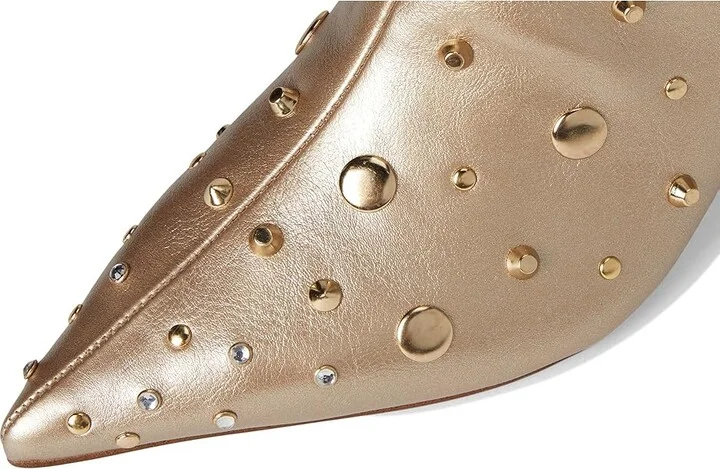 Jessica Simpson Viviana Kitten Heel Studded Bootie Women's Boots Gold : 7.5 M, Leather - Image 2