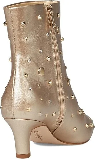 Jessica Simpson Viviana Kitten Heel Studded Bootie Women's Boots Gold : 7.5 M, Leather - Image 4