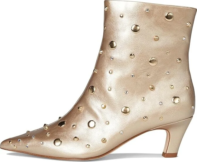 Jessica Simpson Viviana Kitten Heel Studded Bootie Women's Boots Gold : 7.5 M, Leather - Image 6