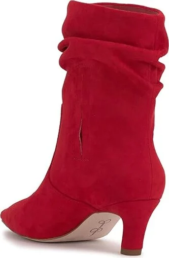 Jessica Simpson Vyluna Kitten Heel Slouch Booties Women's Boots Red Muse : 8.5 M, Suede - Image 4