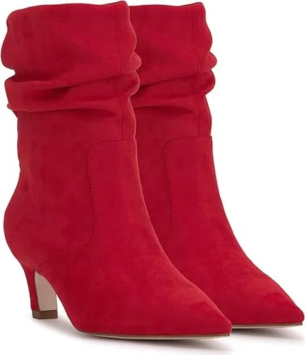 Jessica Simpson Vyluna Kitten Heel Slouch Booties Women's Boots Red Muse : 8.5 M, Suede