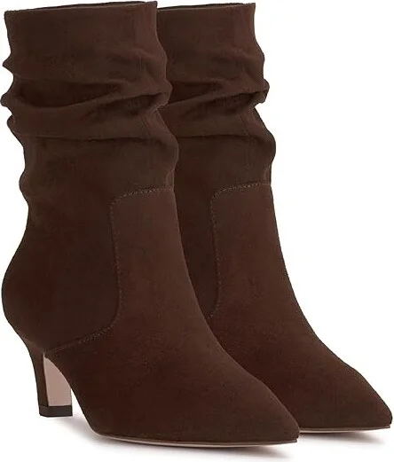 Jessica Simpson Vyluna Kitten Heel Slouch Booties Women's Boots Walnut : 7 M, Suede