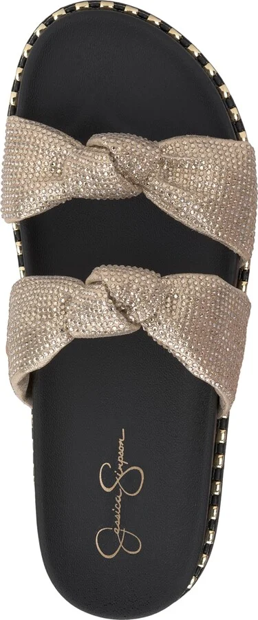 Jessica Simpson Women's Caralyna Rhinestone Knotted Footbed Sandals - Image 4