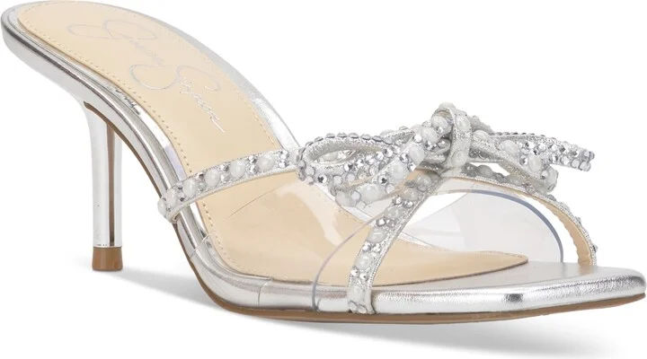Jessica Simpson Women's Cornilia Bow Dress Sandals - Clear/Silver Shimmer
